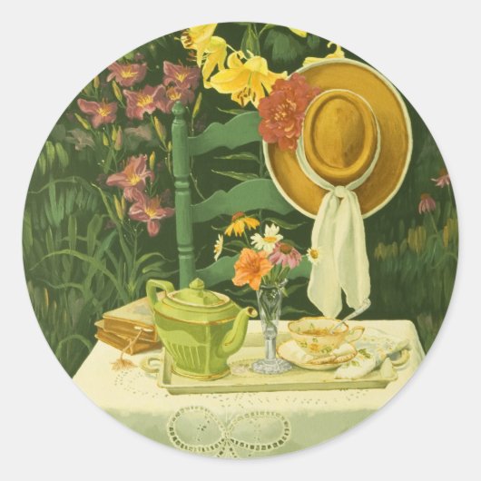 Sticker Rond 1144 Tea Time in Garden (Devant)
