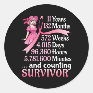 Sticker Rond 11 Ans 132 Mois Et Comptage Cancer Du Sein Sur