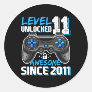 Sticker Rond 11 Déverrouillé Awesome 2011 jeu vidéo 11e anniver