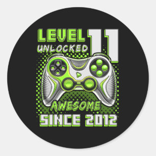 Sticker Rond 11 Déverrouillé Awesome 2012 jeu vidéo 11e anniver