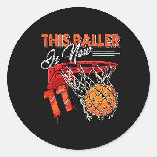 Sticker Rond 11e Anniversaire Basketball Amusant 11 Ans Enfants (Devant)