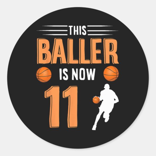 Sticker Rond 11e Anniversaire Basketball - Ce Baller Est Mainte (Devant)