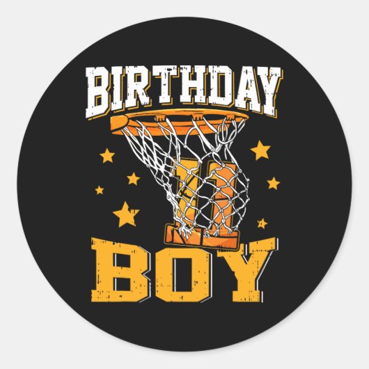 Sticker Rond 11e anniversaire Basketball garçon 11 ans Basketba (Devant)