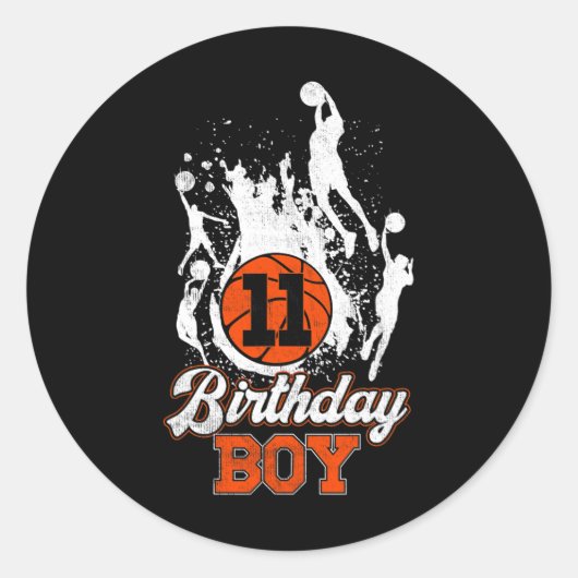 Sticker Rond 11e anniversaire Bysketbyll thème Anniversaire gar (Devant)