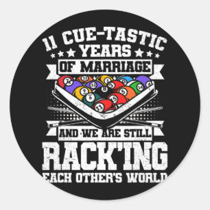 Sticker Rond 11e anniversaire de Mariage billard de piscine 11