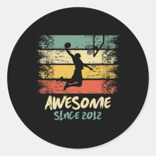 Sticker Rond 11e Anniversaire Joueur De Basket-Ball Magnifique