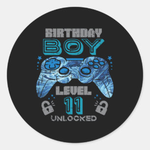 Sticker Rond 11e Anniversaire Joueur niveau 11 Déverrouillé Jeu
