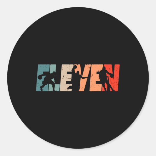 Sticker Rond 11e anniversaire Retro Bysketbyll 11 ans Boy Gi (Devant)