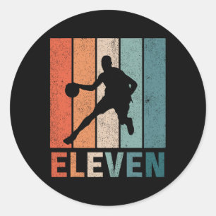 Sticker Rond 11e anniversaire Retro Bysketbyll Lovers Boys Kids