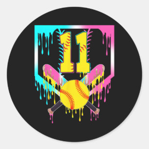 Sticker Rond 11e anniversaire Softll Home Plate Drip Glace 11 A