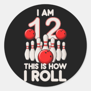 Sticker Rond 12 Ans Vieux Bowling Party 12ème Anniversaire C'Es