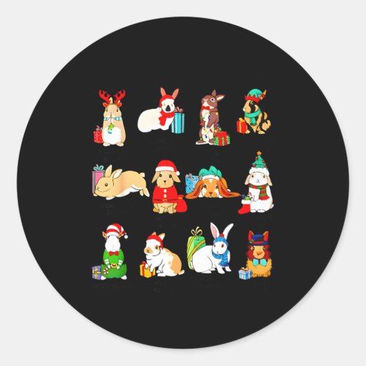 Sticker Rond 12 Bunny Of Christmas Bunny Rabbit Christmas Xmas  (Devant)