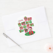 Sticker Rond 12 Chiens de Noël (Enveloppe)