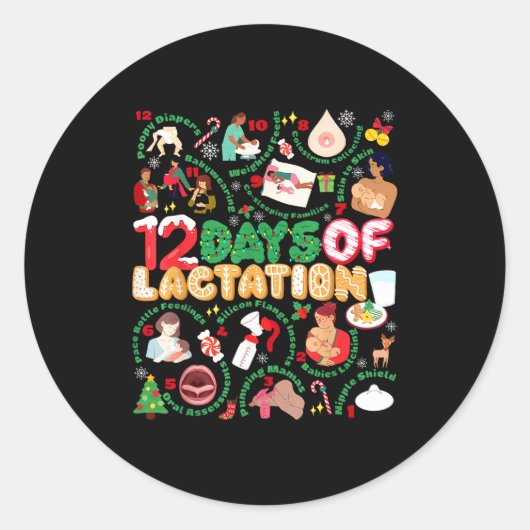 Sticker Rond 12 Day Of Ibclc Lactation Consultant Breastfeeding (Devant)
