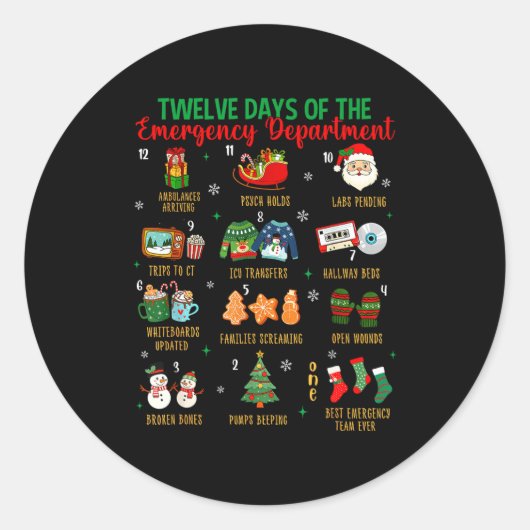 Sticker Rond 12 Days Of An Emergency Department Er Nurse Christ (Devant)