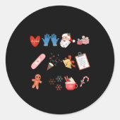 Sticker Rond 12 Days Of Cna Life Nurse Merry Christmas Pajamas (Devant)