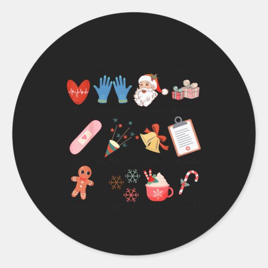 Sticker Rond 12 Days Of Cna Life Nurse Merry Christmas Pajamas (Devant)