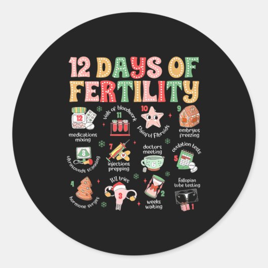 Sticker Rond 12 Days Of Fertility Ivf Nurse Christmas Ob Gyn Tr (Devant)