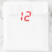 Sticker Rond 12 douze réveil rouge numéro numérique (Sac)