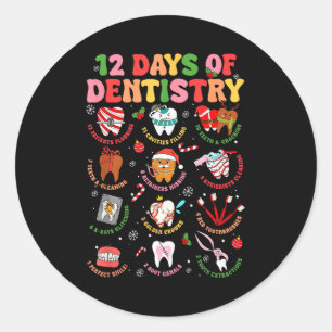 Sticker Rond 12 Jours De Dentisterie Dentiste Noël Dent De Noël