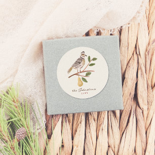 Sticker Rond 12 Jours De Partridge De Noël Dans Un Poirier