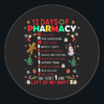 Sticker Rond 12 Jours De Pharmacie Funny Christmas Pharmacist T<br><div class="desc">12 Jours De Pharmacie Funny Noël Pharmaciste Tech Noël</div>