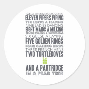 Sticker Rond 12 jours de vert de Noël