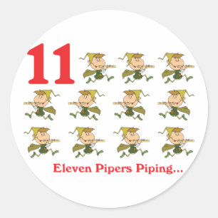 Sticker Rond 12 jours onze joueurs de pipeau