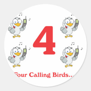 Sticker Rond 12 jours quatre oiseaux chanteurs