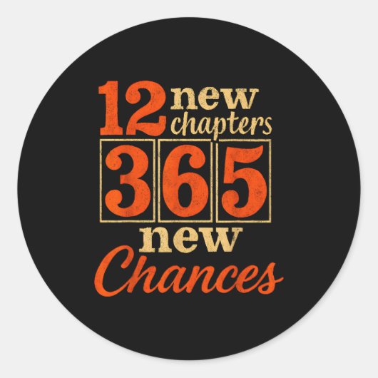 Sticker Rond 12 New Chapters 365 Chances Motivational (Devant)