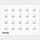 Sticker Rond 12 Pied Voile Dinghy (Feuille)