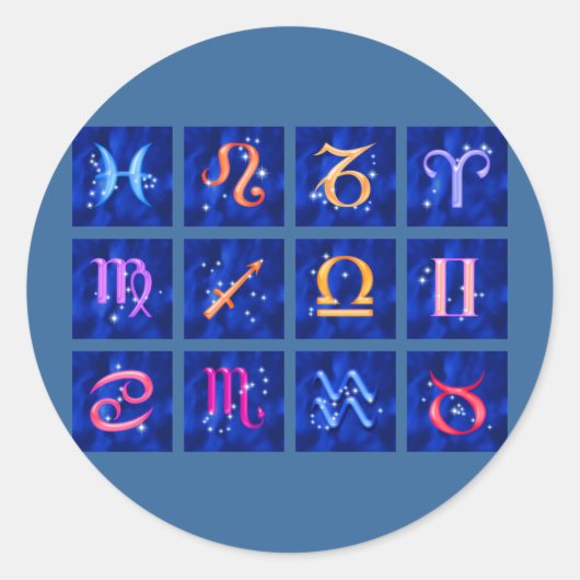 Sticker Rond 12 Signes zodiaques et constellations (Devant)