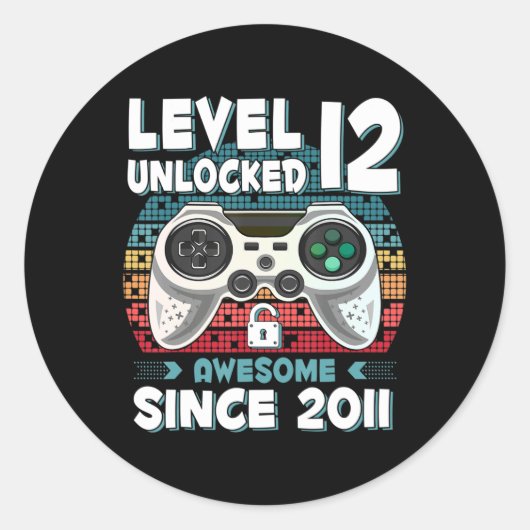 Sticker Rond 12ans Anniversaire Fils Garçon Jeu amusant 12e 12  (Devant)