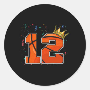 Sticker Rond 12e anniversaire Basketball grand nombre 12 ans Bo