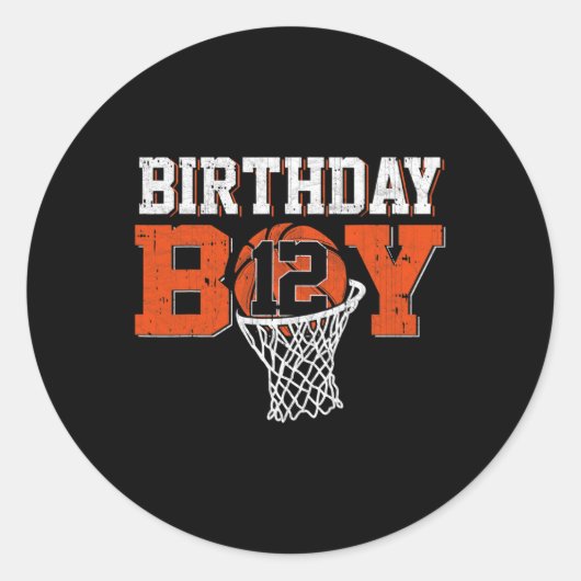 Sticker Rond 12e anniversaire garçon de basketball Lover 12 ans (Devant)