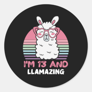 Sticker Rond 13 ans Anniversaire Llamazing 13e anniversaire Lla