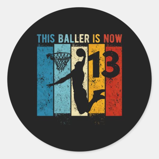 Sticker Rond 13 ans Basketball 13e anniversaire garçon (Devant)