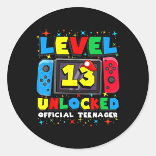 Sticker Rond 13 Joueur déverrouillé 13e anniversaire jeu vidéo 