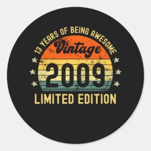 Sticker Rond 13e anniversaire cadeaux vintage 2009 édition limi