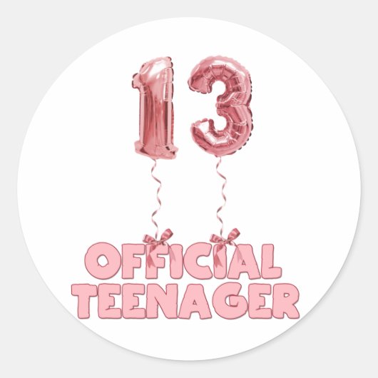 Sticker Rond 13e anniversaire des ballons officiels pour adoles (Devant)