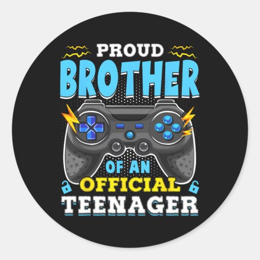 Sticker Rond 13e anniversaire Fière Frère Officiel Adolescent V (Devant)