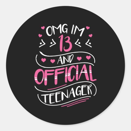 Sticker Rond 13e anniversaire fille officielle adolescent (Devant)