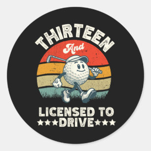 Sticker Rond 13e anniversaire Golf Boys Anniversaire Par Tee 13