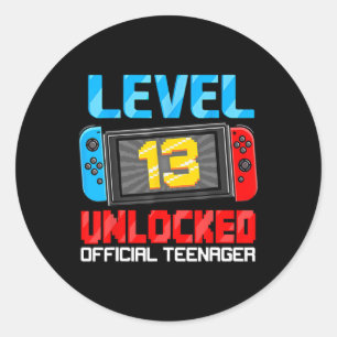 Sticker Rond 13e anniversaire Jeu niveau 13 déverrouillé Ado of
