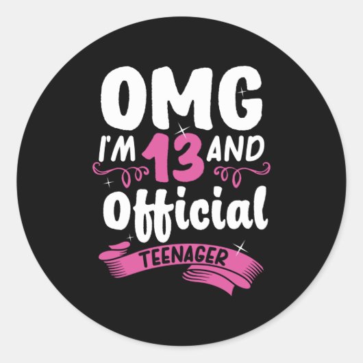 Sticker Rond 13e anniversaire officiel adolescente fille (Devant)