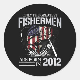 Sticker Rond 13e Anniversaire Pêcheurs Usa Drapeau 13 ans Pêche