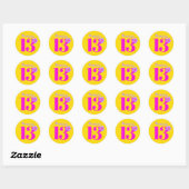 Sticker Rond 13ème anniversaire filles rose jaune violet (Feuille)