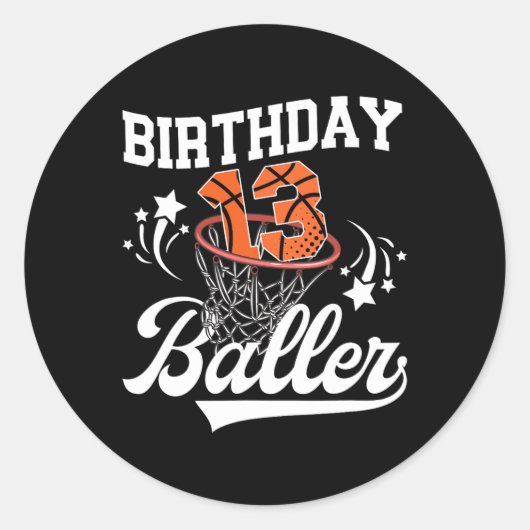 Sticker Rond 13th Sketll Birthday Thirteen Year Old Sketll Play (Devant)