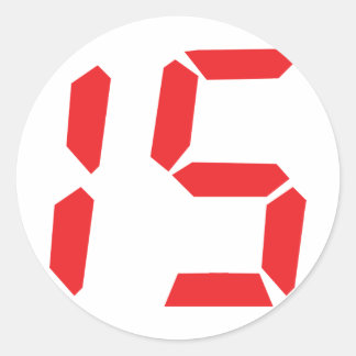 Sticker Rond 15 quinze réveil rouge numéro numérique