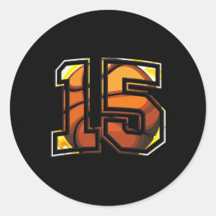 Sticker Rond 15e anniversaire de basket-ball cadeau pour le jou